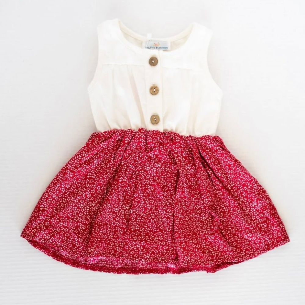 ROSIE COUNTRY DAY DRESS - RED FLORAL